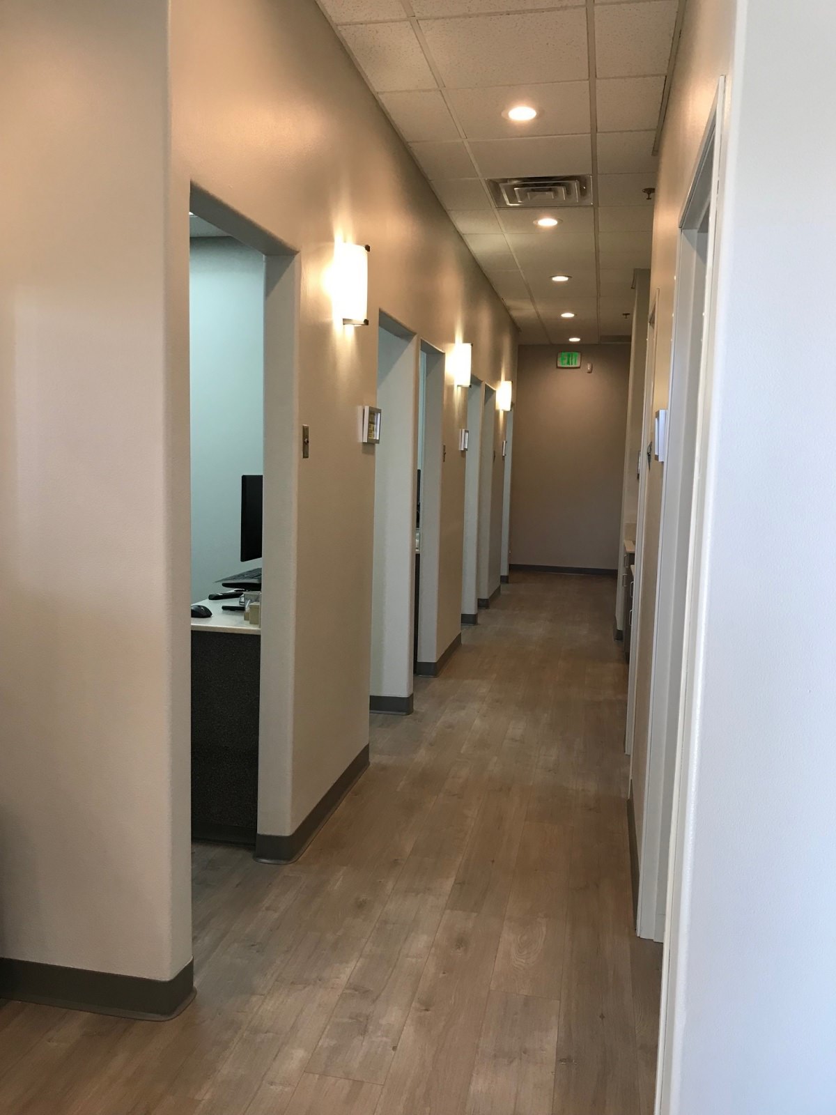 dental facility hallway completed by Dry Creek Construction - lightbox