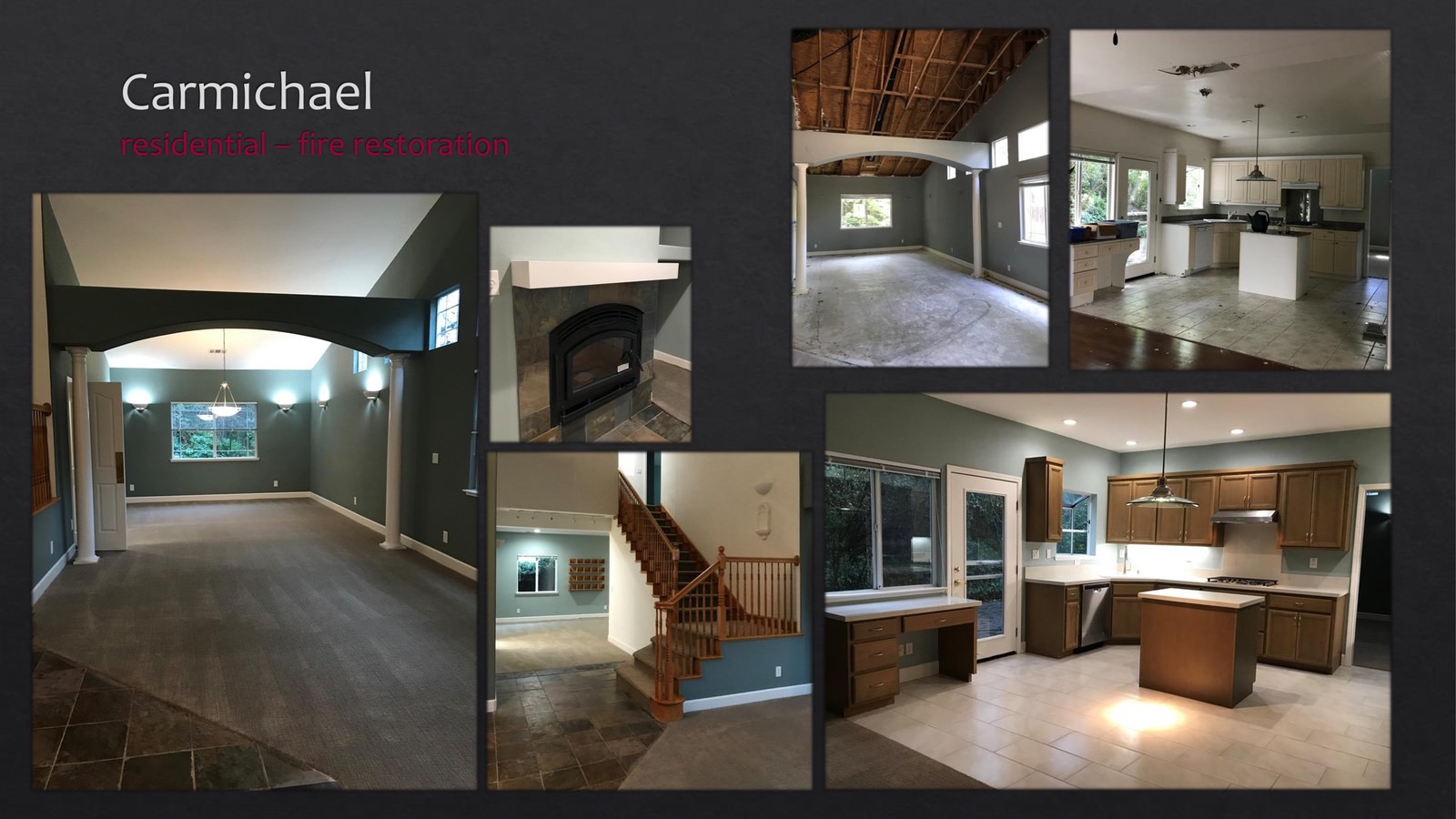 Carmichael Residential fire restoration - kitchen and hallway