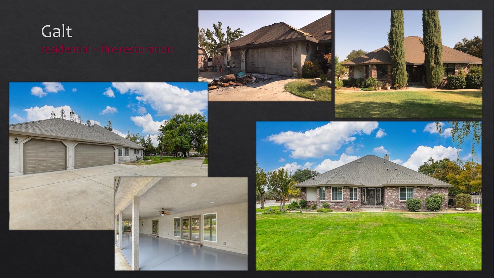 Galt Residential fire restoration - front of house - lightbox