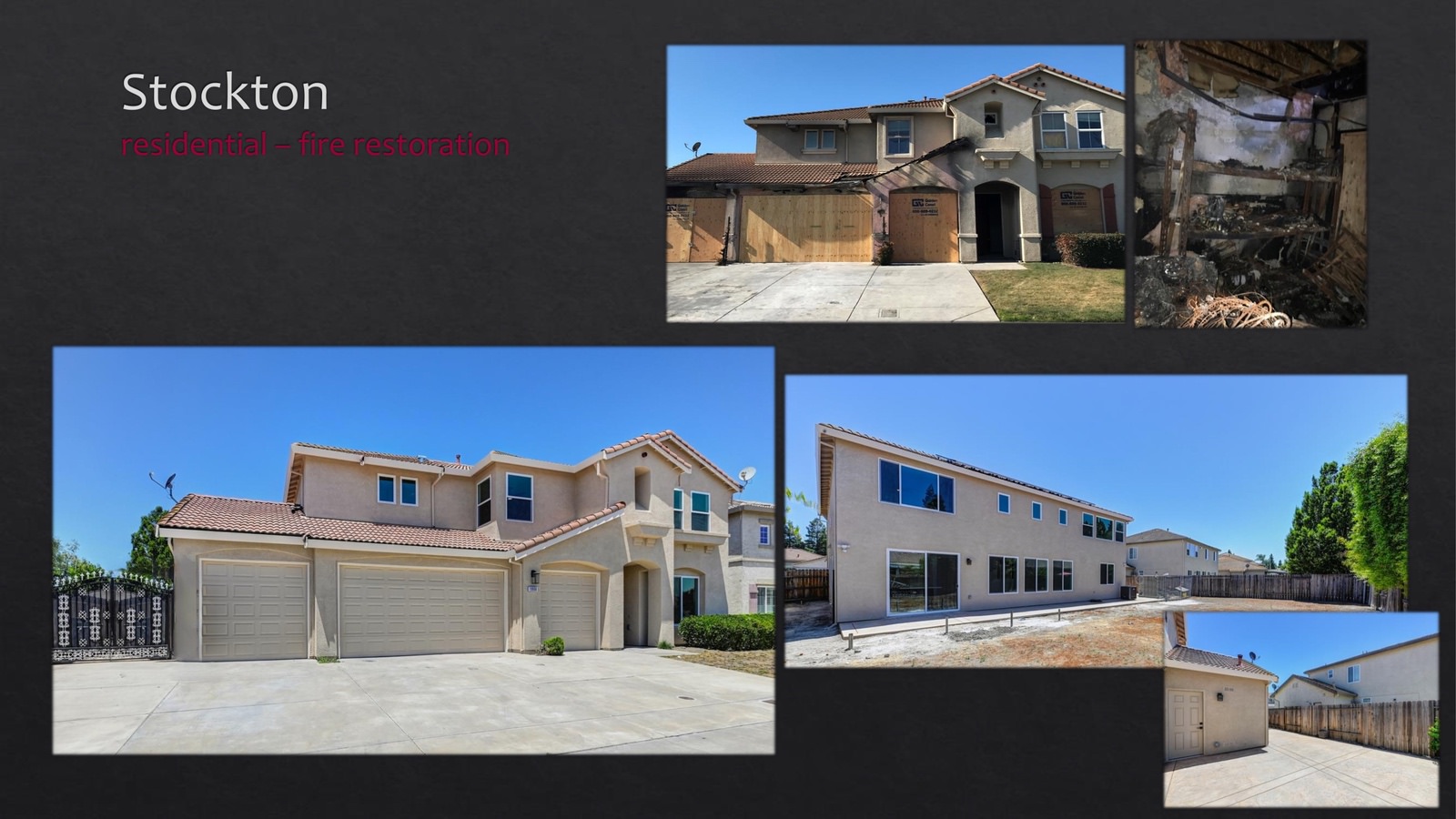 Stockton Residential fire restoration - front of house - lightbox