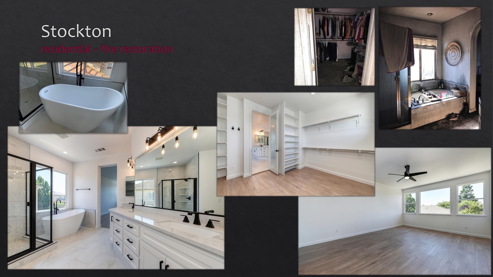 Stockton Residential fire restoration - bathroom and bedroom - lightbox