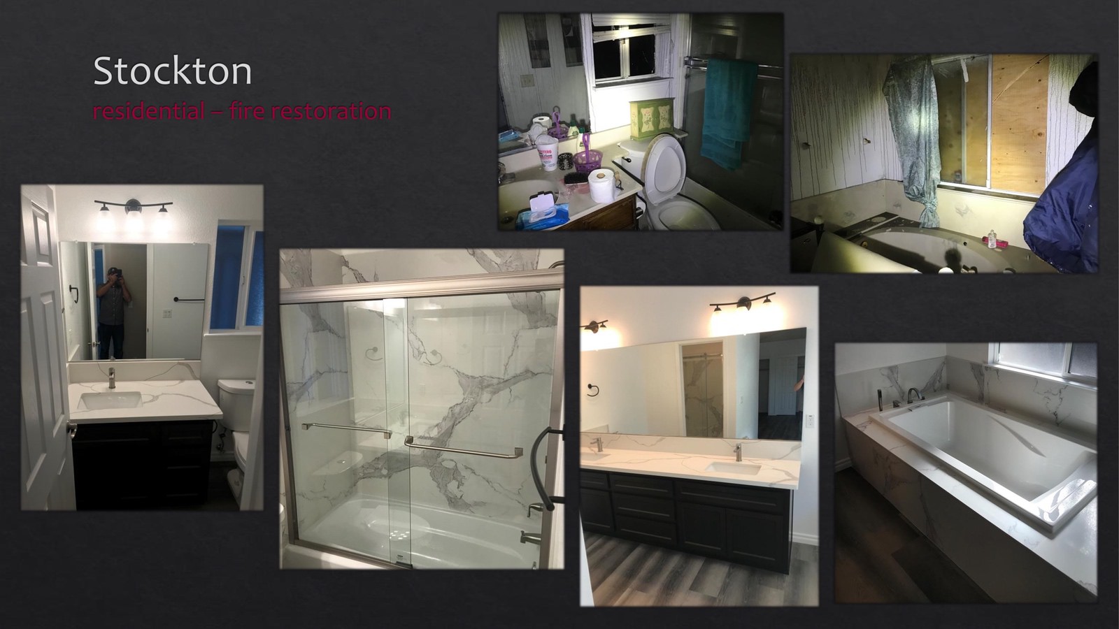 Stockton Residential fire restoration - bathroom - lightbox